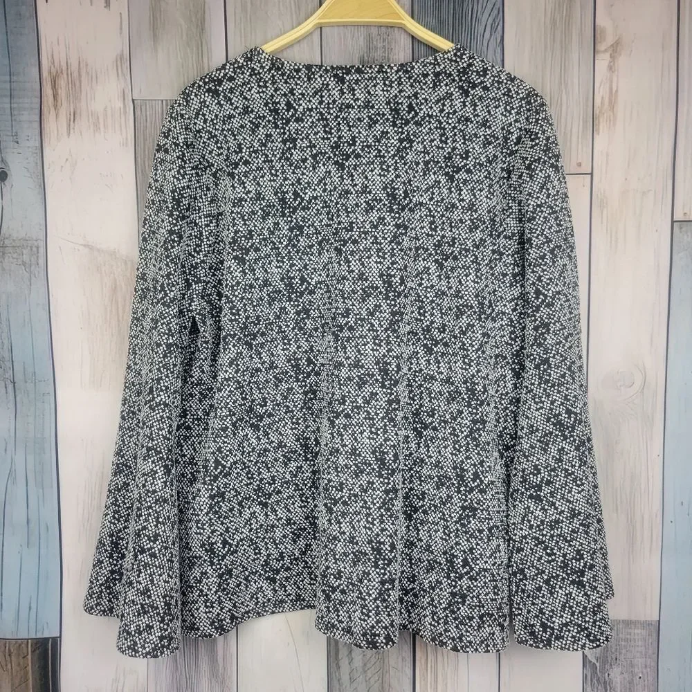 Michael Kors Black White Marled Top Wide Bell Sleeve Size XXL